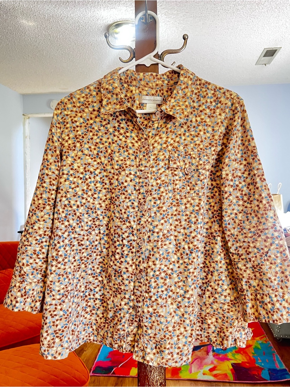 Christopher & Banks Multicolor Leaf Print Button-Down Shirt